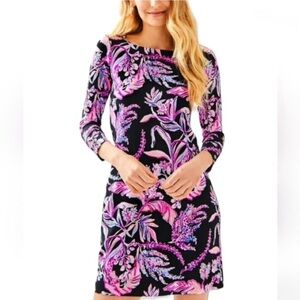 Lilly Pulitzer Pink and Purple Floral “Wild Within” 3/4 length Sleeve Dress